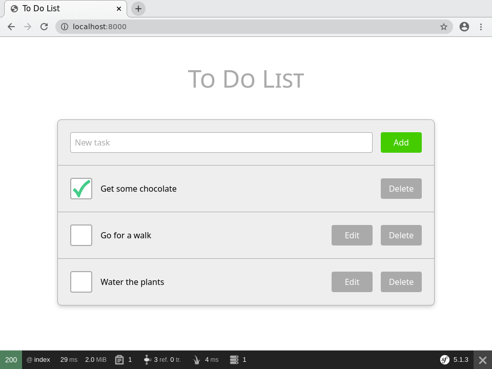 Screenshot: To Do List Application