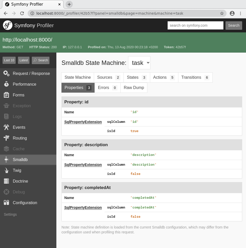 Screenshot: Task Machine Properties in Profiler